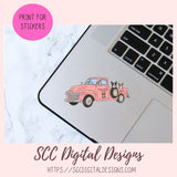 Boston Terrier PNG, Vintage Pink Truck, Black & White Dog Clipart, T-Shirts for Mom, Animal Lover Wall Art for Girlfriend, Commercial Use
