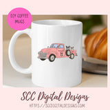 Boston Terrier PNG, Vintage Pink Truck, Black & White Dog Clipart, T-Shirts for Mom, Animal Lover Wall Art for Girlfriend, Commercial Use