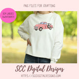 Boston Terrier PNG, Vintage Pink Truck, Black & White Dog Clipart, T-Shirts for Mom, Animal Lover Wall Art for Girlfriend, Commercial Use