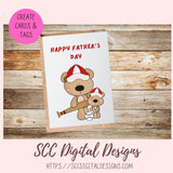 A Day with Dad PNG, Daddy and Baby Bear Clipart for Stickers, Wordart Scrapbook Elements, Whimsical Wildlife Clip Art for Tumblers