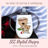 A Day with Dad PNG, Daddy and Baby Bear Clipart for Stickers, Wordart Scrapbook Elements, Whimsical Wildlife Clip Art for Tumblers