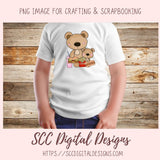 A Day with Dad PNG, Daddy and Baby Bear Clipart for Stickers, Wordart Scrapbook Elements, Whimsical Wildlife Clip Art for Tumblers