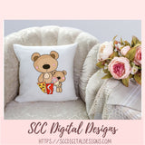 A Day with Dad PNG, Daddy and Baby Bear Clipart for Stickers, Wordart Scrapbook Elements, Whimsical Wildlife Clip Art for Tumblers