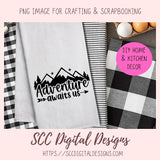 Adventure Awaits SVG, DIY Mountain & Stars Cabin Decor for Dad, Outdoor Lover T-Shirt for Mom, Road Trippin Glamper Wall Art for Camping