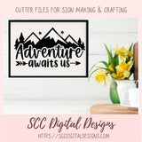 Adventure Awaits SVG, DIY Mountain & Stars Cabin Decor for Dad, Outdoor Lover T-Shirt for Mom, Road Trippin Glamper Wall Art for Camping