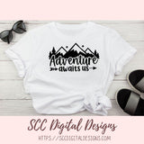 Adventure Awaits SVG, DIY Mountain & Stars Cabin Decor for Dad, Outdoor Lover T-Shirt for Mom, Road Trippin Glamper Wall Art for Camping