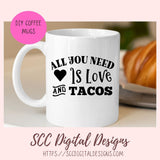 All You Need is Love SVG love and beer love and tacos love and wine love and pizza 4 designs in svg esp dxf jpg png formats