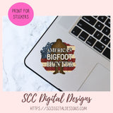 American Bigfoot Hunter PNG, Sasquatch Folklore Off Road Vehicle Decal for Dad, American Flag Wall for Patriotic Lover, Big Foot Lover Gift
