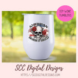 Skull PNG, American Born & Bred Clipart for T-Shirts for Women, Red Roses Sublimation Design for Stickers for Girlfriend, Floral Wall Art