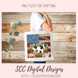 American Farmer Clipart, American Flag with Cow, Pig & Chicken PNG, DIY Farmhouse Wall Decor for Mom and Mugs for Dad, Support Local Farms
