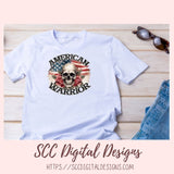 Skull PNG, American Warrior Clipart for Women, Rose Sublimation Design for Stickers for Girlfriend, Red White & Blue Flag for Wall Art
