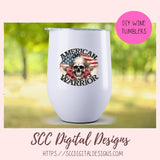 Skull PNG, American Warrior Clipart for Women, Rose Sublimation Design for Stickers for Girlfriend, Red White & Blue Flag for Wall Art