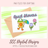 April Showers Bring May Flowers Clipart for Girls' Stickers, Wordart Ducks & Flower Clip Art for Wall Decor for Kids Rooms, Scrapbooking