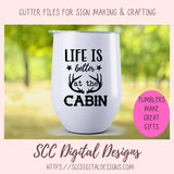 Life is Better at the Cabin SVG, Outdoor Antler T-Shirt for Dad, Rustic Bear Wall Art for Father's Day for Men, Hunting Camp PNG, 2 Designs