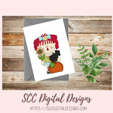 Annie Clipart for Stickers for Kids, Pumpkins, Black Birds, & Sunflowers PNGs for Paper Crafting for Women, Primitive Doll Clip Art for