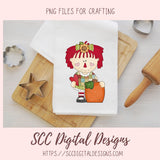 Annie Clipart for Stickers for Kids, Pumpkins, Black Birds, & Sunflowers PNGs for Paper Crafting for Women, Primitive Doll Clip Art for