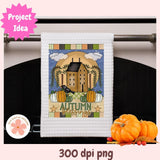 Autumn Blessings Primitive Folk Art Clipart, Rustic Fall PNG, Farmhouse Pumpkin & Crow Digital Download for Wall Art & DIY Crafts
