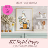 Autumn Gnomes PNG, Pumpkins, Sunflowers, Black Bird Sublimation Clipart for Stickers for Kids, Fall Digital Elements for Paper Crafting