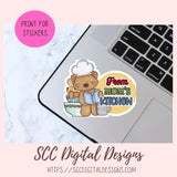 Baked with Love PNG, Whimsical Bear Printable Stickers for Kids for Tumblers, Digital Stickers Goodnotes Compatible Scrapbooking Elements