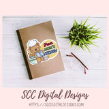 Baked with Love PNG, Whimsical Bear Printable Stickers for Kids for Tumblers, Digital Stickers Goodnotes Compatible Scrapbooking Elements