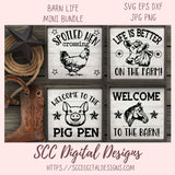 Barn Life SVG Mini Bundle, Welcome to the Barn, Life is Better on the Farm, DIY Farmhouse Kitchen Wall Art, Rustic Front Porch Welcome Sign for Mom