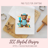 Beach Bears PNG, Whimsical Wildlife Digital Printable Sticker Set for Bullet Journal, Planner Accessories, Umbrella, Beach Ball Laptop Decal