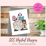 Spring Gnome Clipart bluebirds pink flowers blue birds