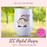 Spring Gnome Clipart, Pink Gnome Sublimation Designs for T-Shirts, Blue Bird & Pink Flowers PNG, Whimsical Scrapbook Clip Art Elements