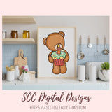 Cute Teddy Bear PNG, Birthday Balloons, Presents, Cupcakes Clipart for Paper Crafting for Parties, Whimsical Wildlife Clip Art for Digital Scrapbooking