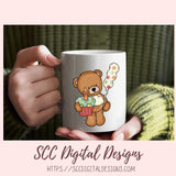Cute Teddy Bear PNG, Birthday Balloons, Presents, Cupcakes Clipart for Paper Crafting for Parties, Whimsical Wildlife Clip Art for Digital Scrapbooking