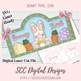 Cute Bunny Trail 3D Sign SVG Created for Glowforge and Laser Cutters, DIY Easter Home Decor Bunny Lover Gift, Instant Download Commercial Use Art Template, Digital Woodworking Pattern