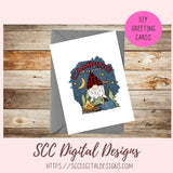 Camping Gnome Sublimation Clipart Campfire Moon & Stars PNG Digital Design