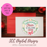 Christmas Cheer PNG, Welcome Here Sublimation Clipart for DIY Holiday Printables for Women, Xmas Wreath Style Farmhouse Seasonal Decor