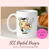Cupcake Cows Clipart, Whimsical Black and White Cow PNG for Stickers for Kids, DIY Birthday Party Invitations for Girls, Scrapbook Elements