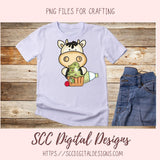Cupcake Cows Clipart, Whimsical Black and White Cow PNG for Stickers for Kids, DIY Birthday Party Invitations for Girls, Scrapbook Elements