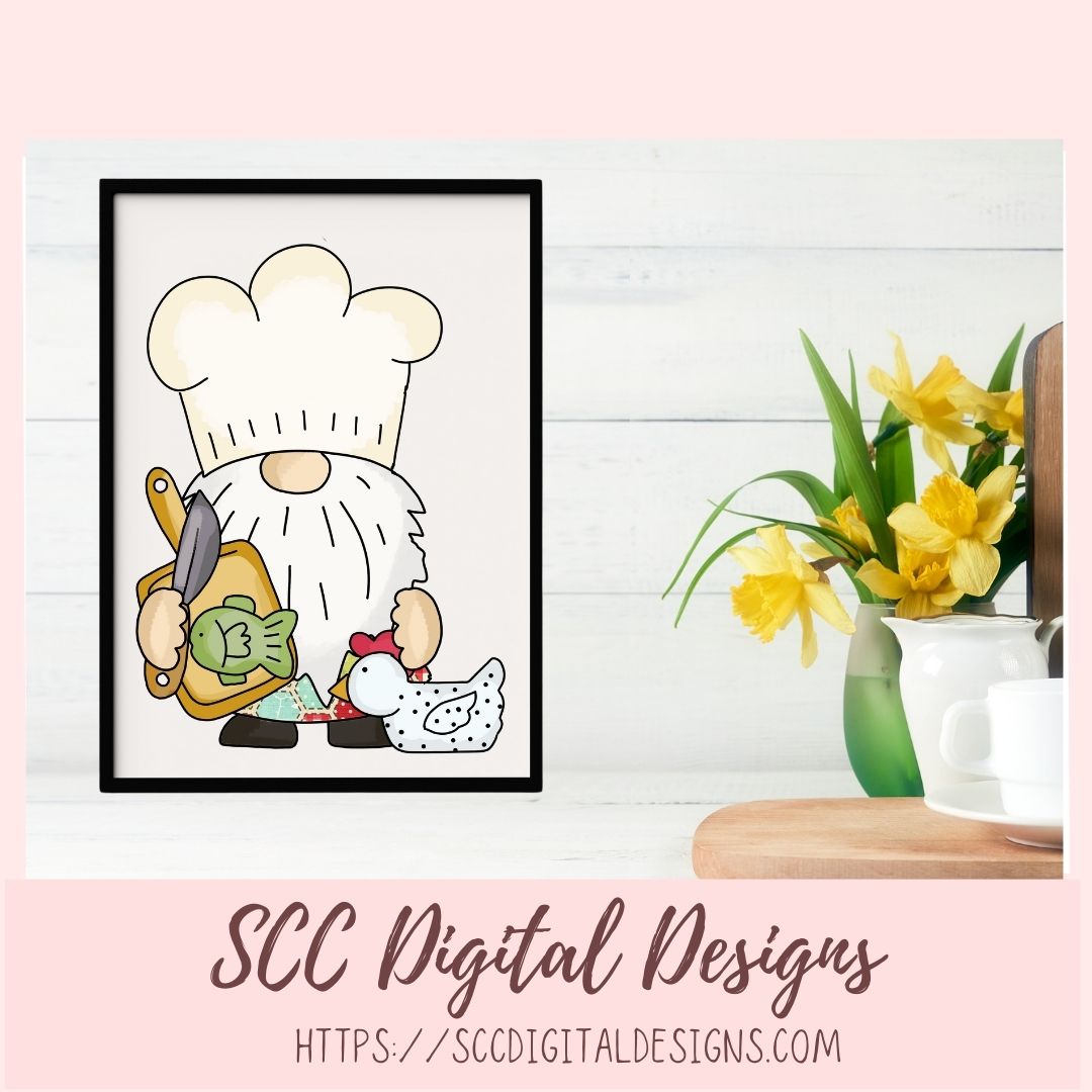 kitchen gnome png designs for sublimation designs for aprons, baking png files for commercial use, chef gnome clip art for stickers, digital