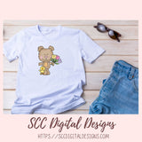Easter Pals Digital Clipart and Digi Stamps, Wordart Bunnies Whimsical Bear Colored Eggs, Spring Flowers PNGS for Sublimation, Background Papers