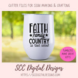 Faith Family Country SVG, Religious Farmhouse for Home Decor For Women Christian Inspirational Quote for Girlfriend Front Porch Sign for Mom