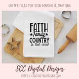 Faith Family Country SVG, Religious Farmhouse for Home Decor For Women Christian Inspirational Quote for Girlfriend Front Porch Sign for Mom