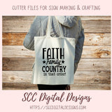 Faith Family Country SVG, Religious Farmhouse for Home Decor For Women Christian Inspirational Quote for Girlfriend Front Porch Sign for Mom