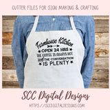 Farmhouse Kitchen Open 24 Hrs SVG, The Coffee is Always Hot, Rustic Home Decor for Girfriend, Farm Inspirational Quote for Mom Wall Art