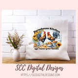 Farmhouse Kitchen PNG, Sublimation Rooster Clip Art for Home Decor, Eggs Bacon Grits Biscuits Clipart for Mugs for Women, DIY Wall Art