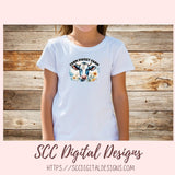 Farm Sweet Farm PNG Sublimation Black and White Cow with Wildflowers Clip Art for Home Decor Clipart for Mugs for Women DIY Wall Art for Mom