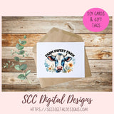 Farm Sweet Farm PNG Sublimation Black and White Cow with Wildflowers Clip Art for Home Decor Clipart for Mugs for Women DIY Wall Art for Mom