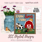 Farm Fresh Farm SVG, 3d Barn, Cow & Chicken Farmhouse Sign Decor, Designed for Glowforge & Laser Cutters, Digital Laser Cut File, Instant Download Woodworking Pattern