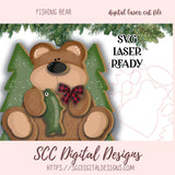 Fishing Bear SVG, 3D Bear & Fish Cabin Sign Decor, Designed for Glowforge & Laser Cutters, Digital Laser Cut File, Instant Dowload Woodworking Pattern