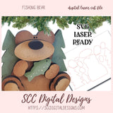 Fishing Bear SVG, 3D Bear & Fish Cabin Sign Decor, Designed for Glowforge & Laser Cutters, Digital Laser Cut File, Instant Dowload Woodworking Pattern