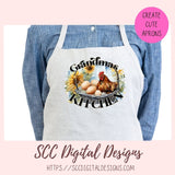 Grandma's Kitchen PNG, Sublimation Chicken with Eggs & Sunflowers Clip Art for Home Decor, Clipart for Mugs for Women, DIY Wall Art for Mom