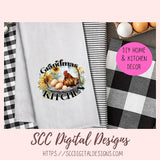 Grandma's Kitchen PNG, Sublimation Chicken with Eggs & Sunflowers Clip Art for Home Decor, Clipart for Mugs for Women, DIY Wall Art for Mom