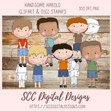Boy Clipart for sublimation Kids Sticker Books, Nursery Wall Art for New Mom Gift, Digi Stamps for Coloring Pages and Digital Scrapbooking